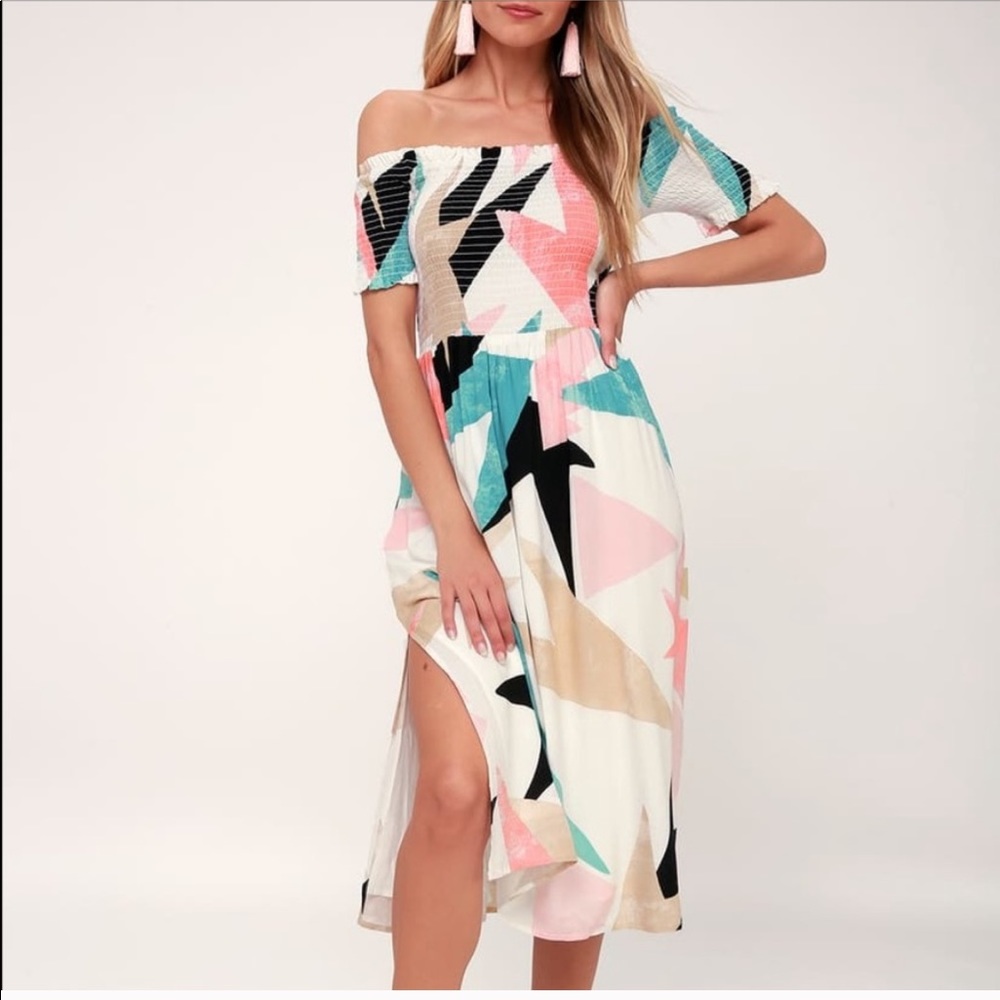 Lulu’s off the shoulder midi dress